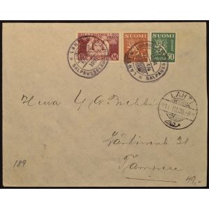 1935 Salpausselän hiihdot Lahti leima kirjeellä