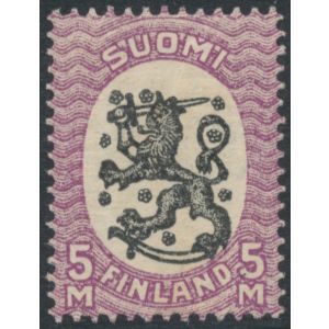 1928 (L. 134 B I W2) 5 markkaa ** postitorvi W2 B-hammaste L. 200€
