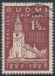 1929 Turku 1½ mk W2 harvinainen leimattu merkki
